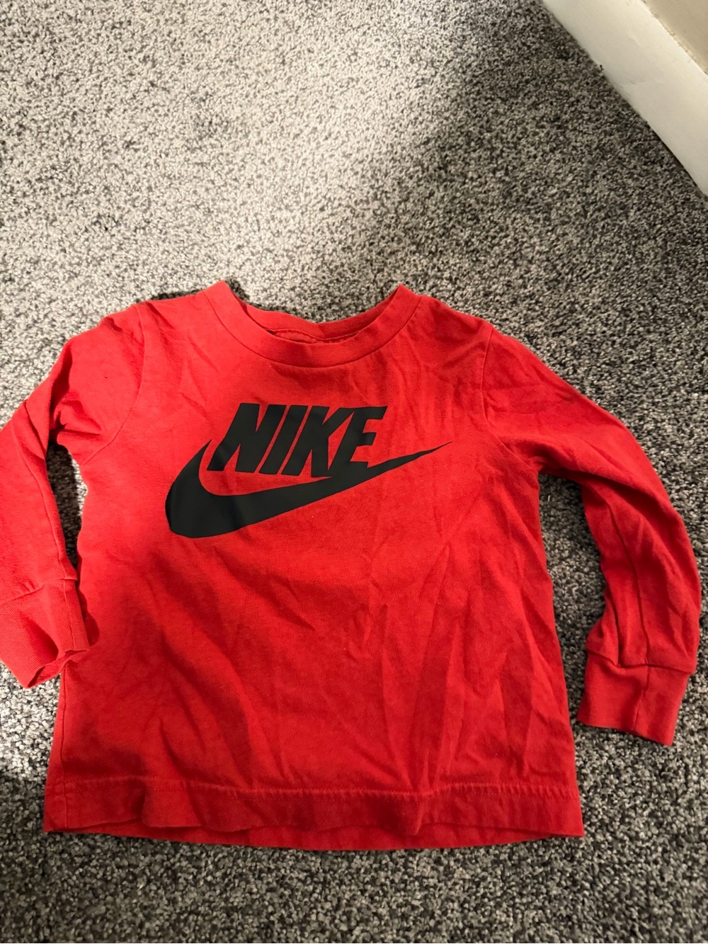 Nike Red Long Sleeve Tee with Black Logo